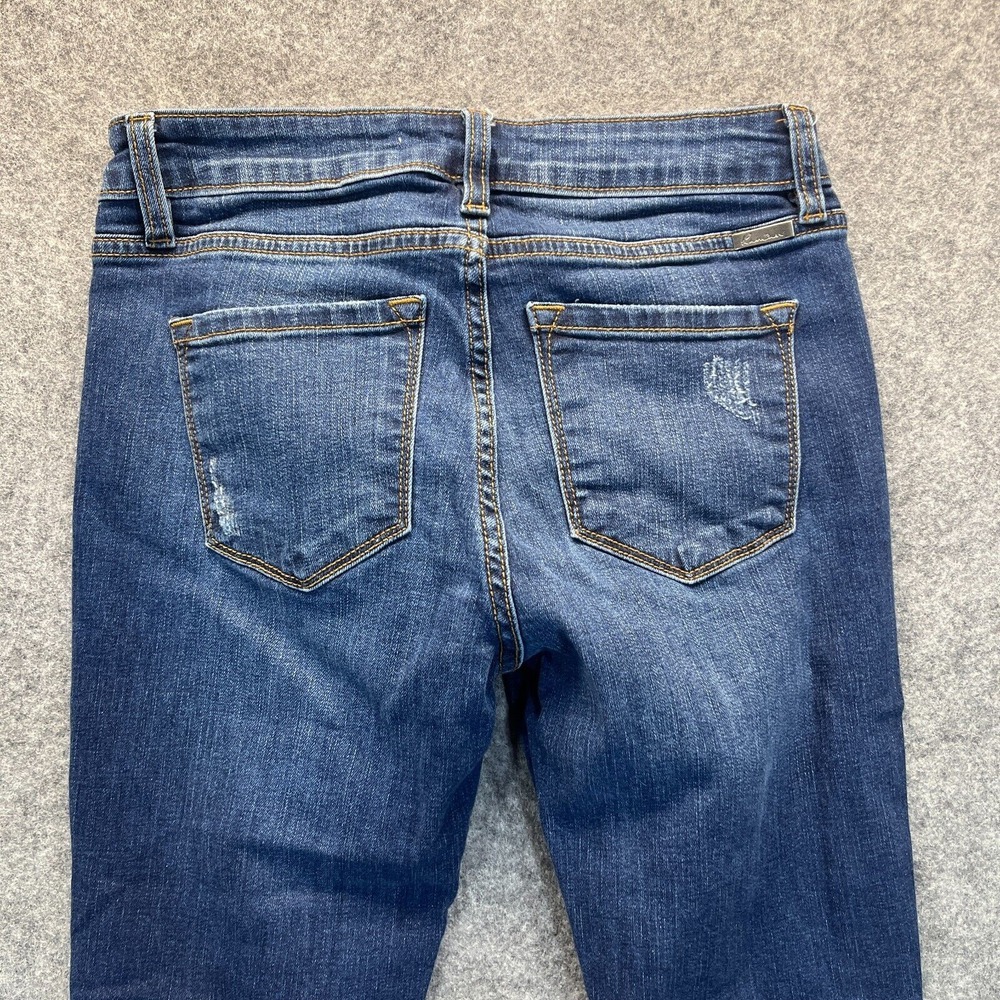 Distressed Dark Wash Women’s Jeans with Leopard Patch - Picture 12 of 13